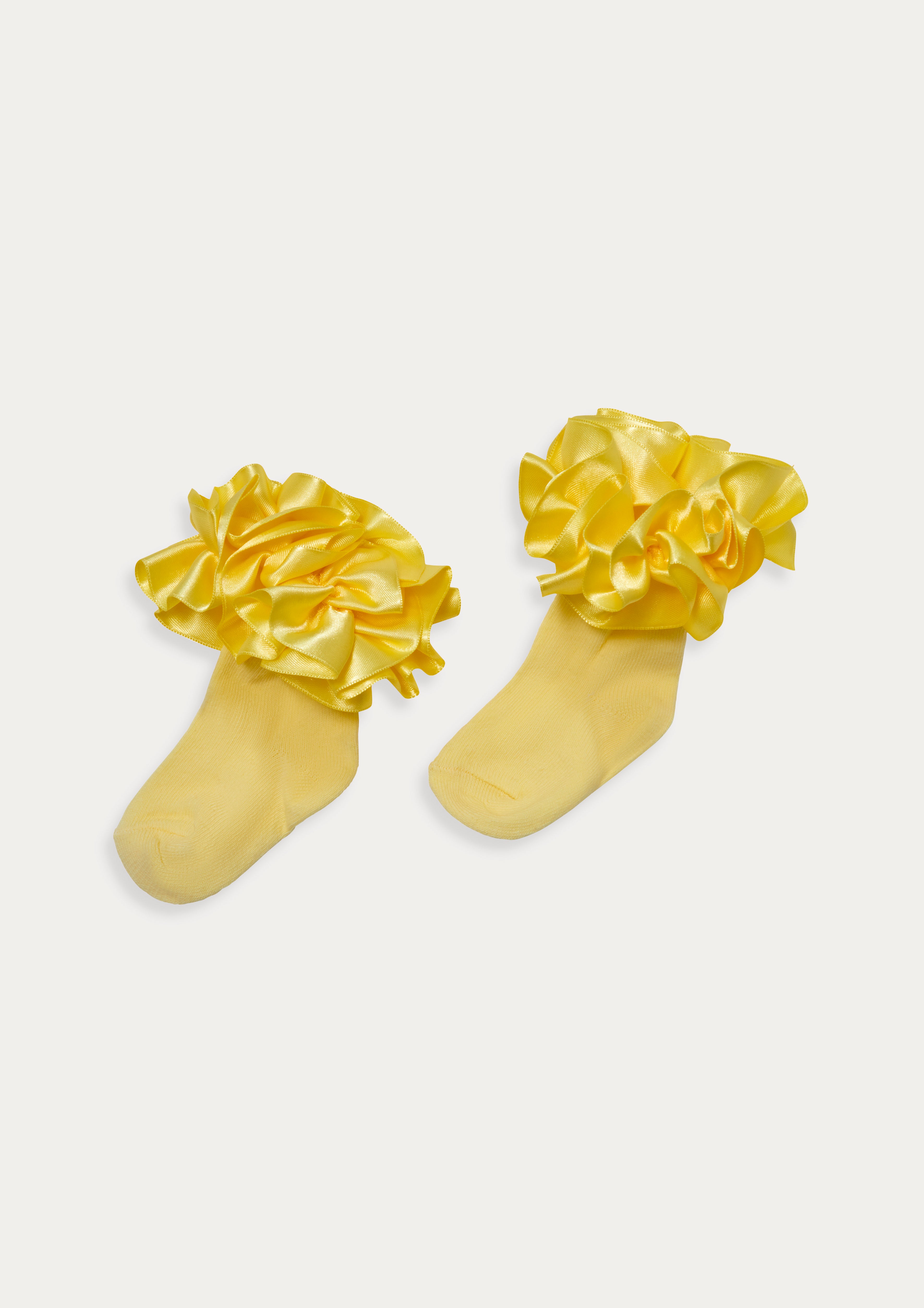 Lemon Satin Ruffle Ankle Socks