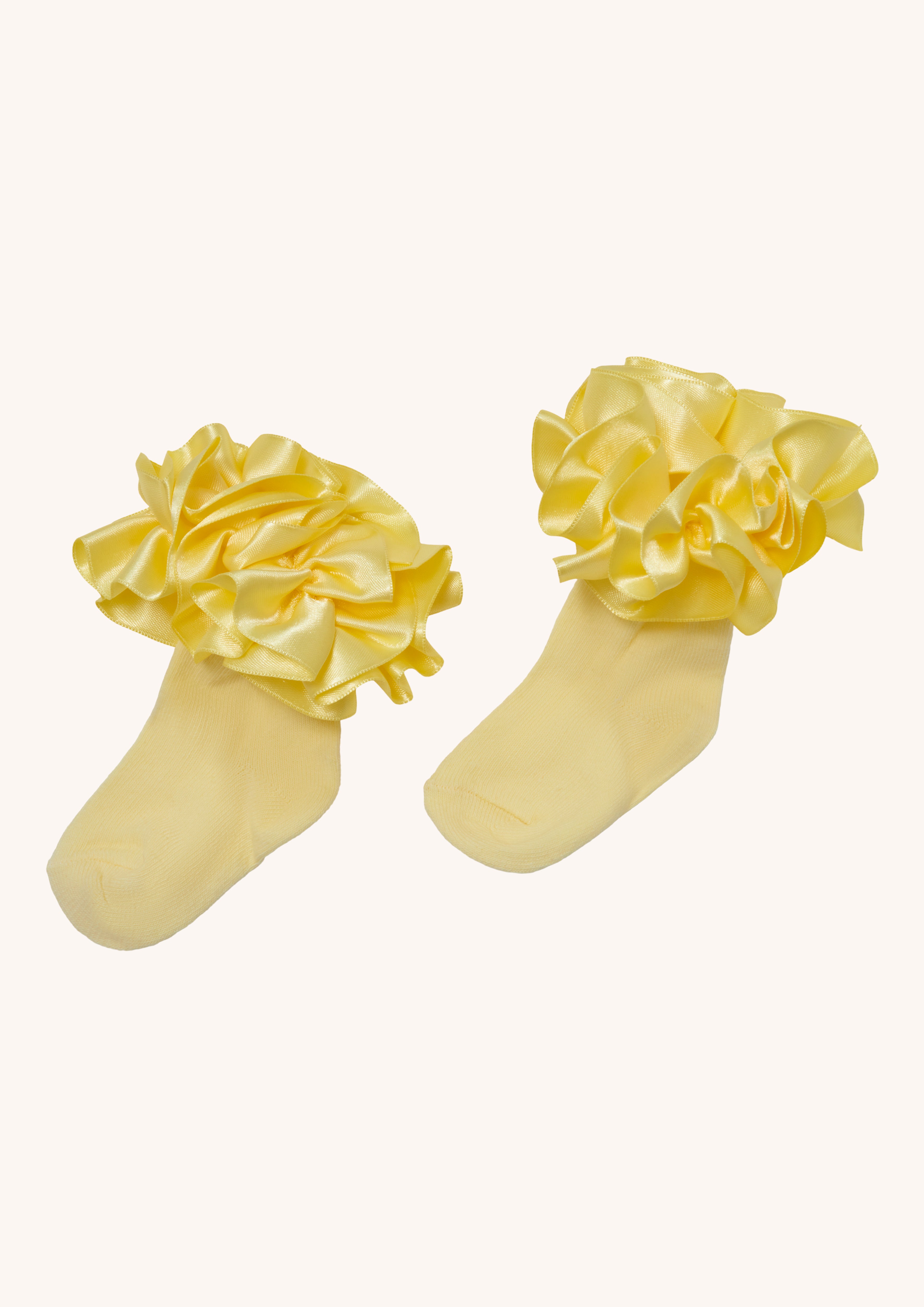 Lemon Satin Ruffle Ankle Socks