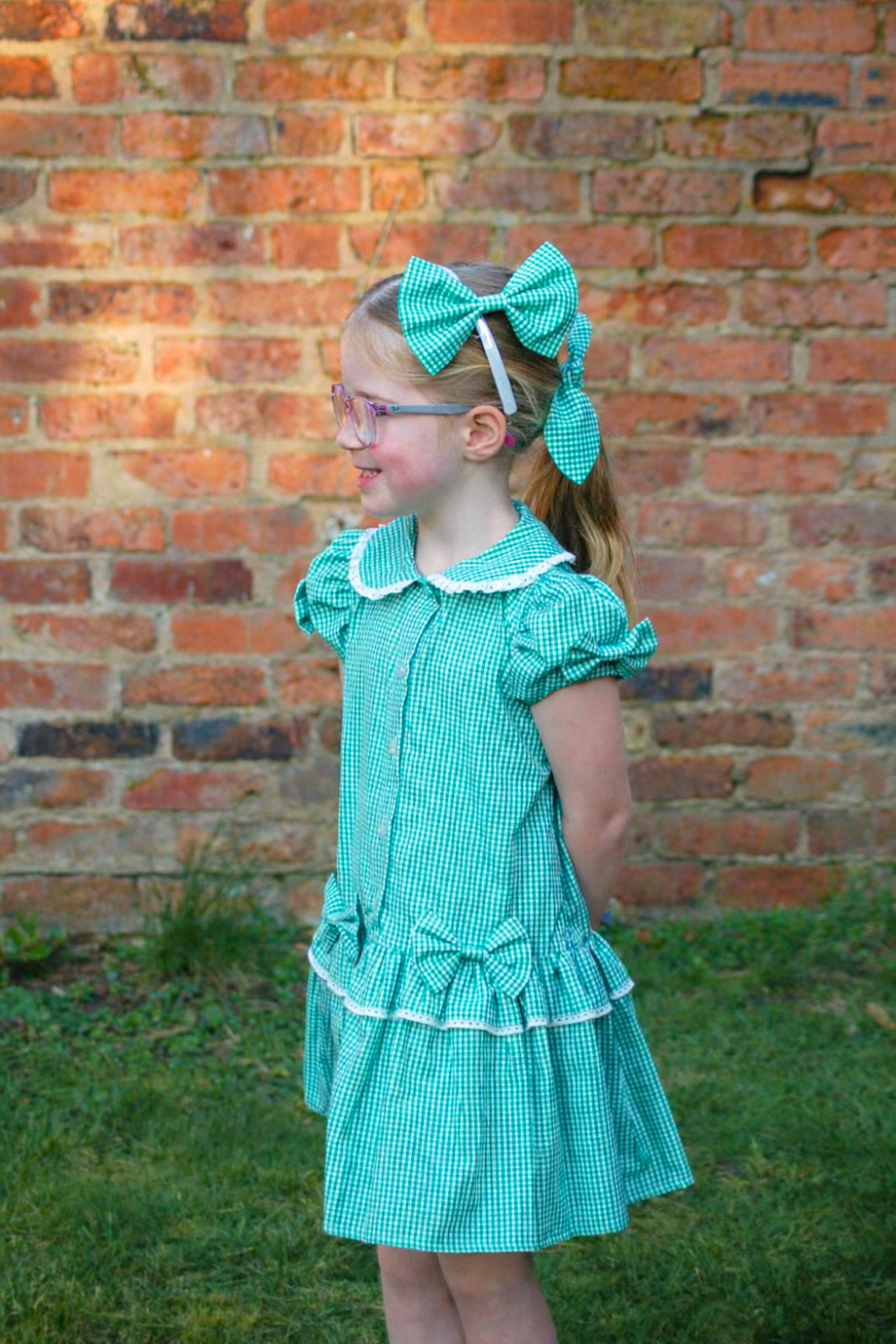 Green Gingham Scrunchie & Alice Band Set