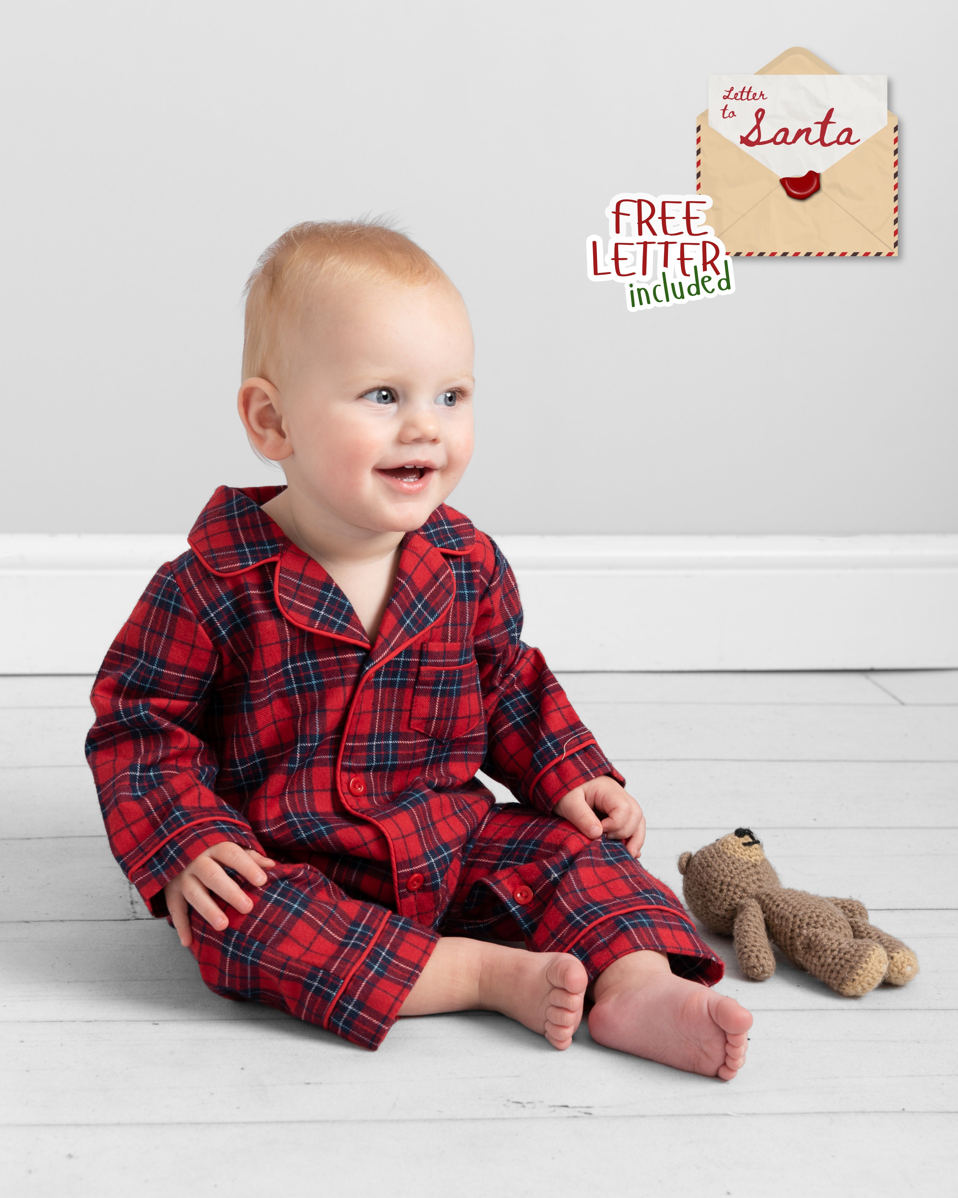 Tartan Christmas Baby Romper with Button Details