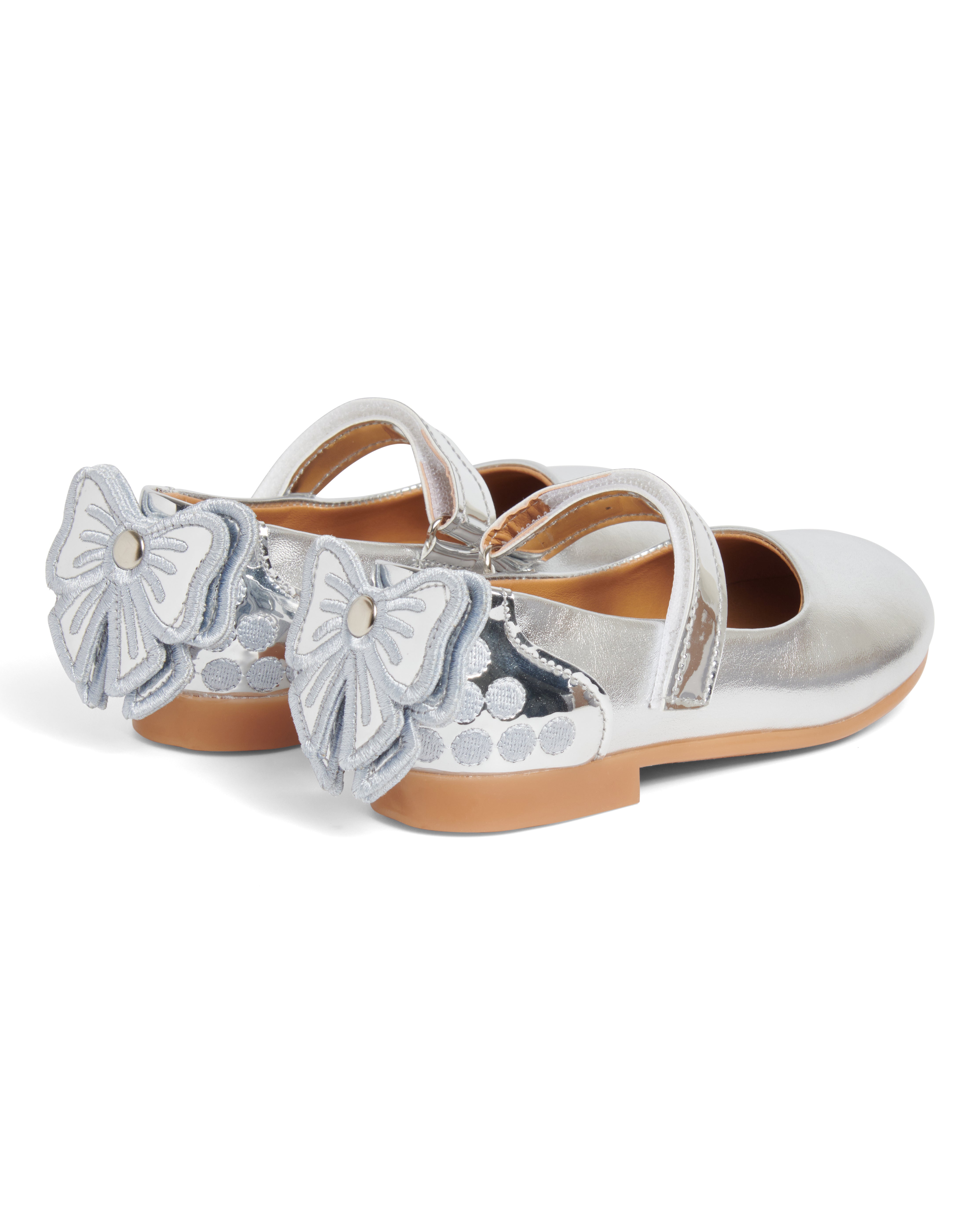 Silver Ballerina Shoe with Double Bow
