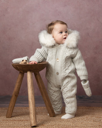 Fleece Lined Diamond-Knit Woollen Snowsuit
