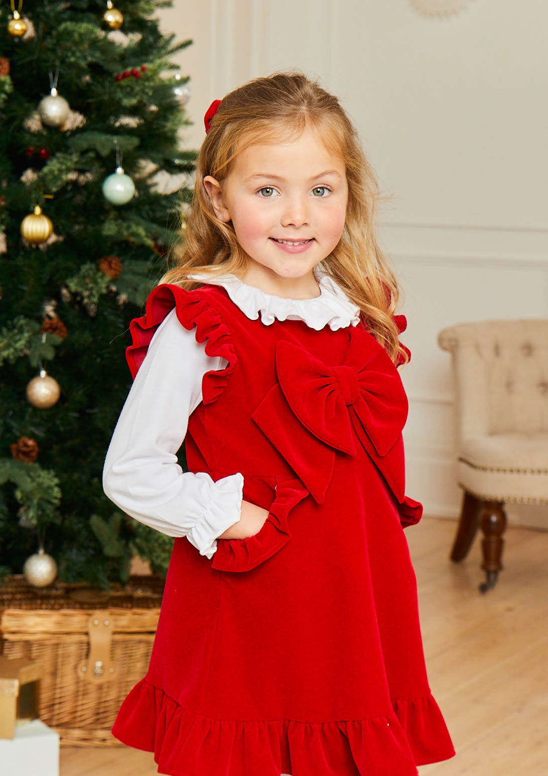 Velour Frill Dress with Pockets – Caramelo Kids