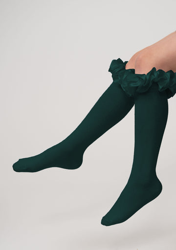 Ruffle ribbon knee length socks