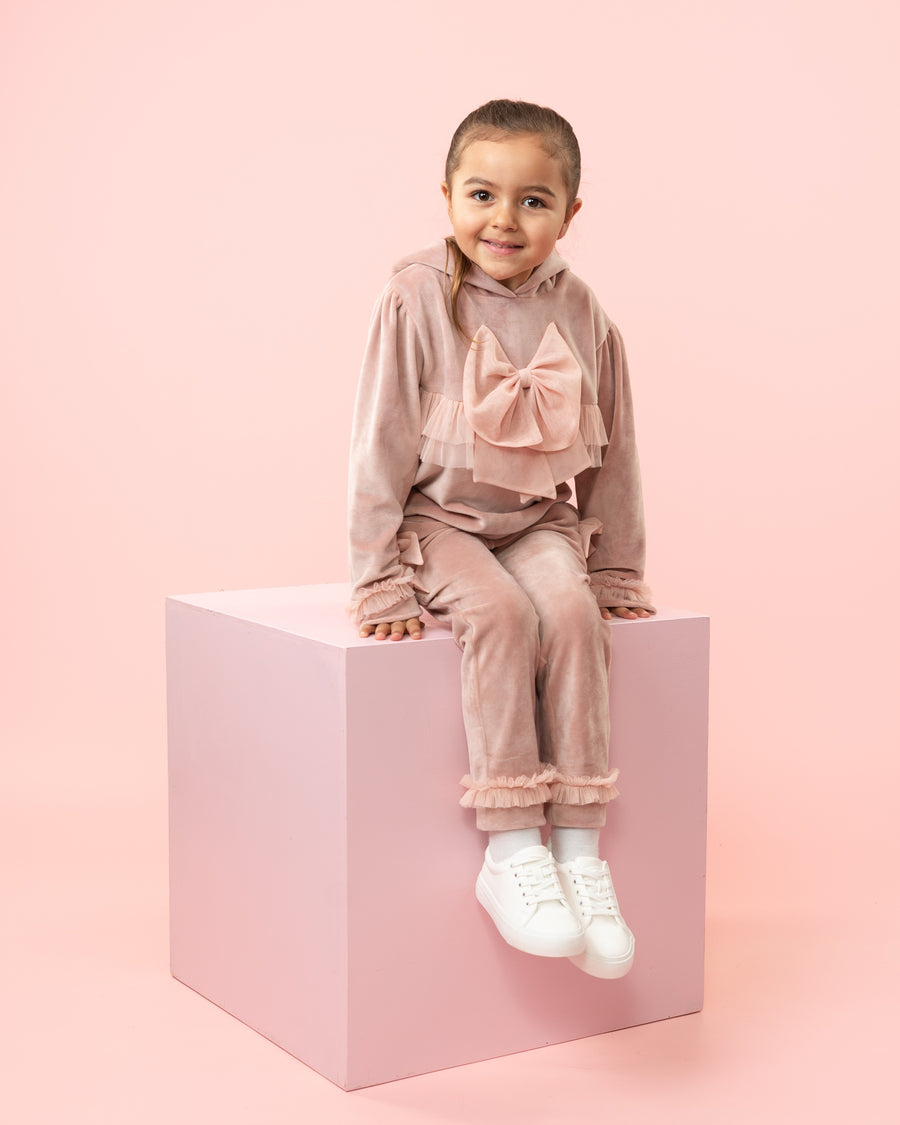 Velour Tracksuit with Tulle Bow