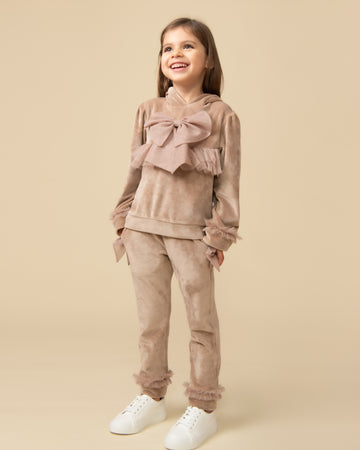 Velour Tracksuit with Tulle Bow