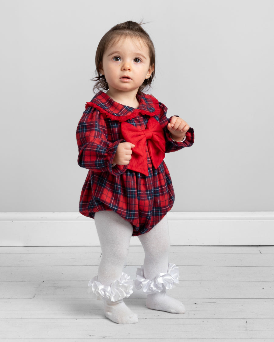 Woven Check Romper with Bow