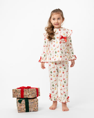 'To Santa' Brushed Cotton Frill Pyjamas