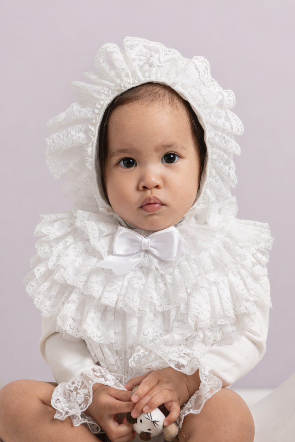 White Frilly Lace Bib