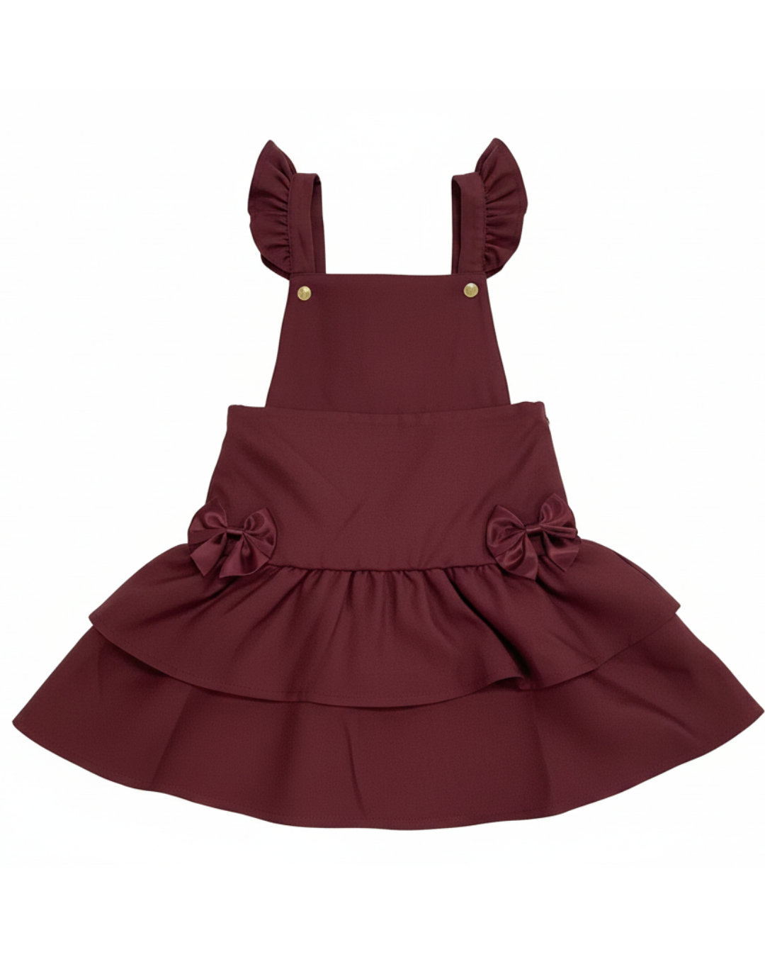 Maroon Frill Ra-Ra Pinafore Dress